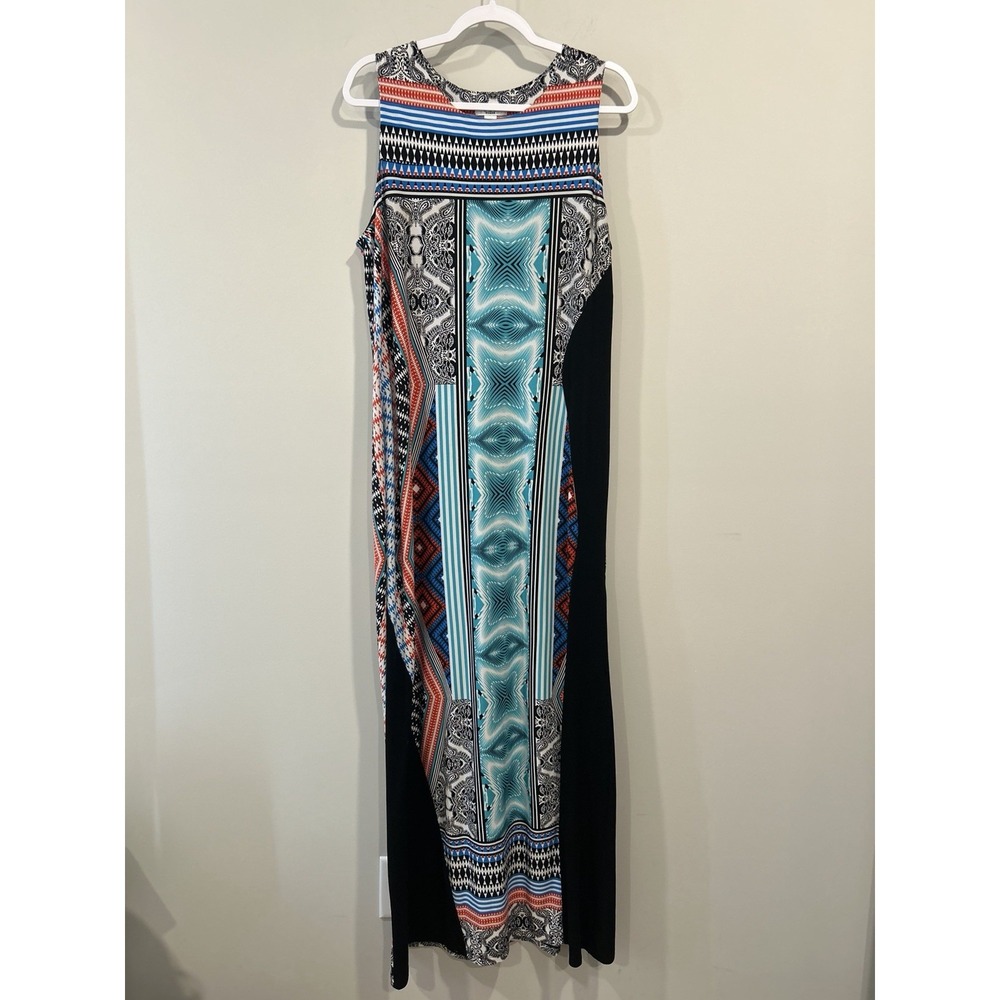 Cato Black Multi Color Boho Maxi Dress Size 14/16W Women's